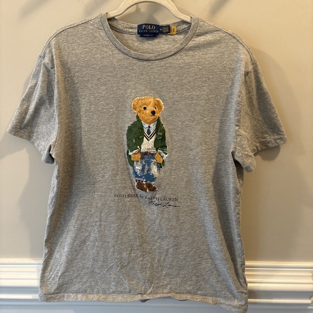 Polo Ralph Lauren Polo Bear Gray Graphic Logo Crew Neck T-Shirt Men's M